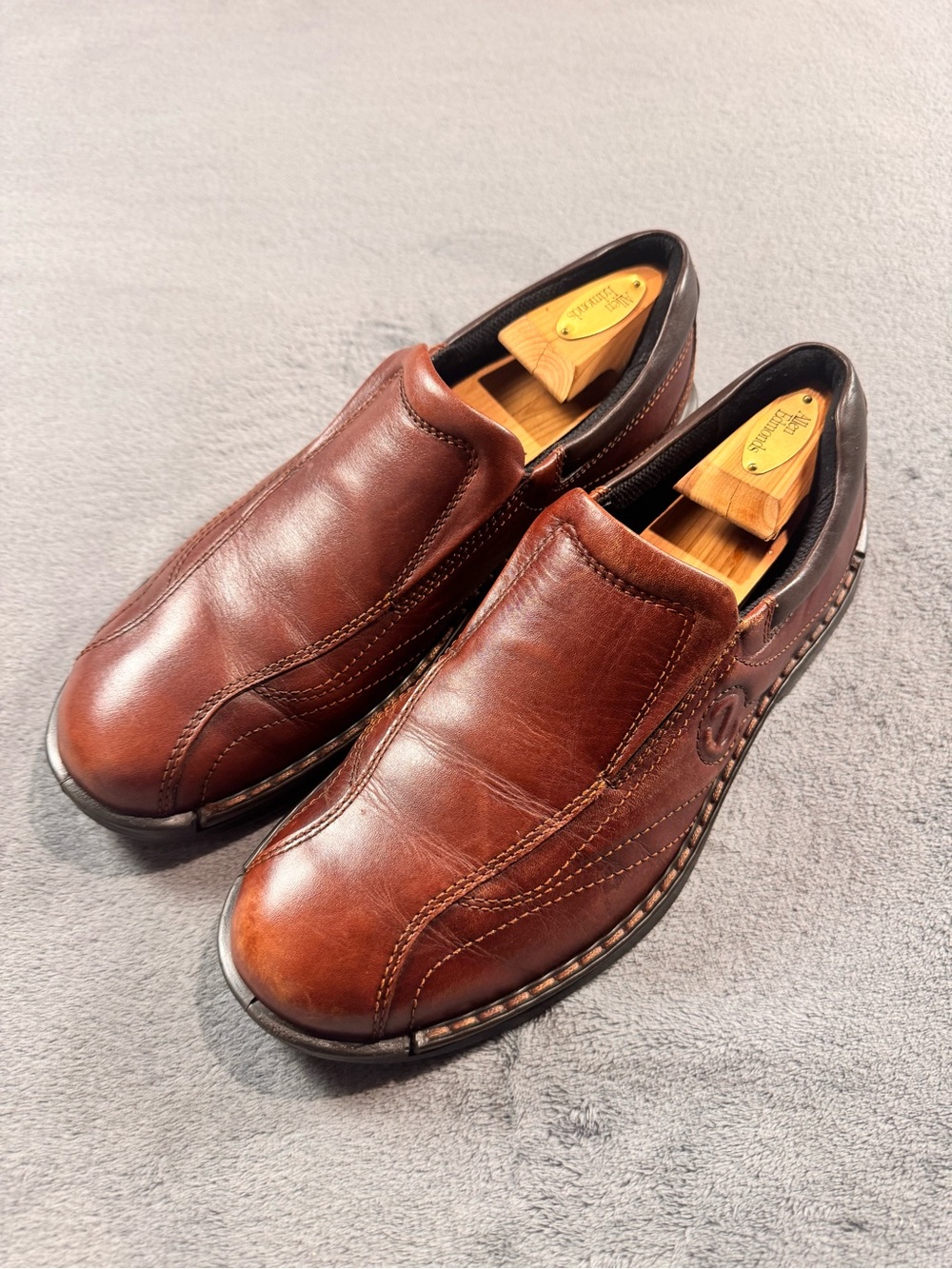 Ecco Men's Bicycle Toe Brown Leather Loafers